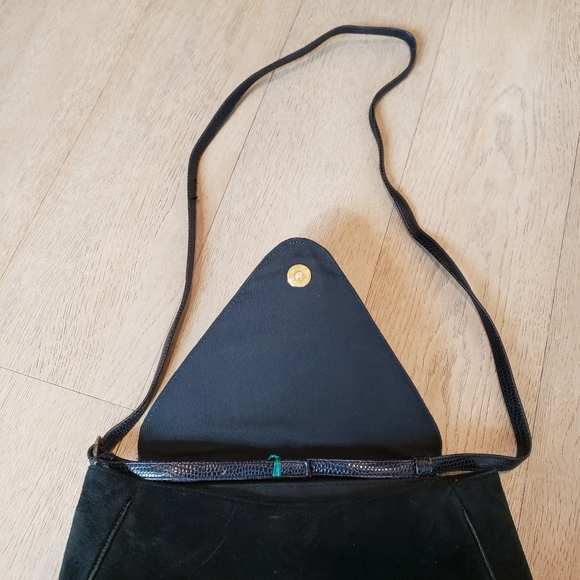 Black Suede Leather Purse Elegant Coctail Purse - Picture 3 of 8